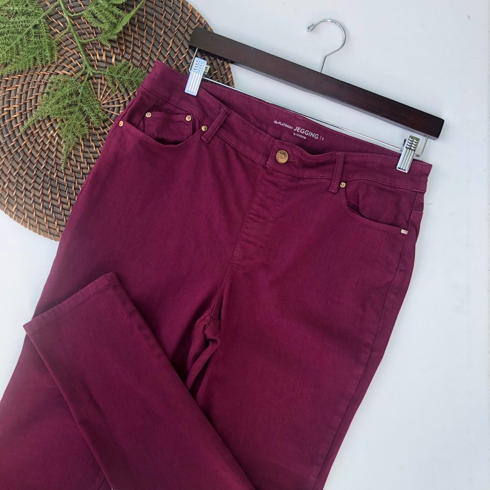 Chicos Womens Pants The Platinum Jegging Burgundy Stretch Size 8